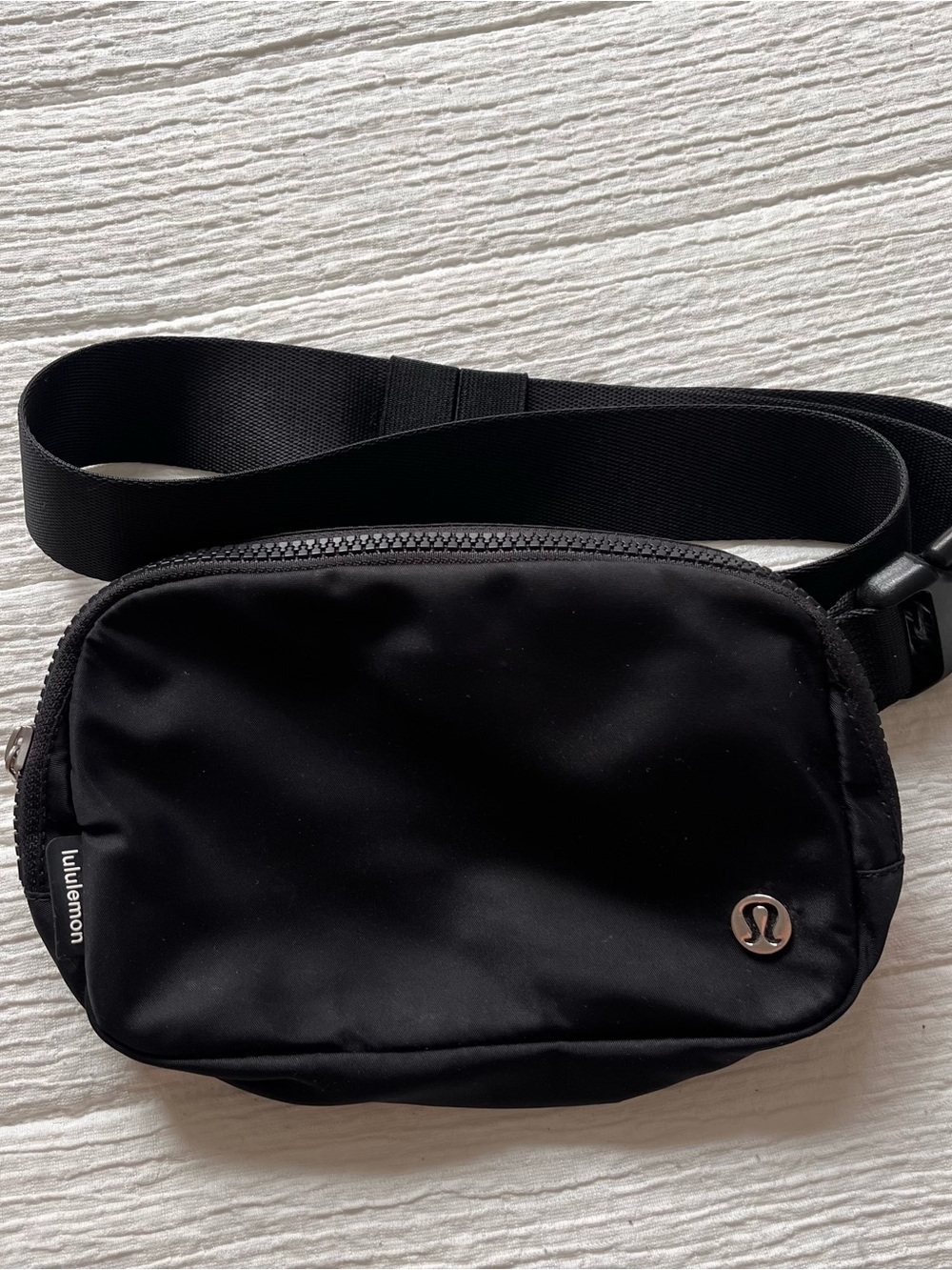 Lululemon Black Everywhere Belt Bag 1L with Silver Logo